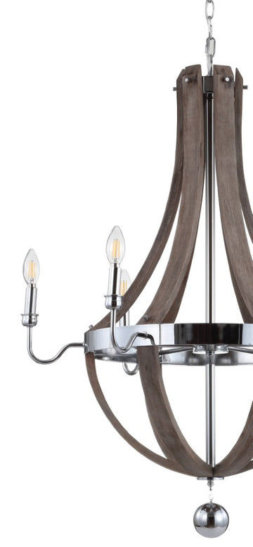 Georgia 30" Wood/Metal Adjustable LED Chandelier - JONATHAN Y